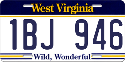 WV license plate 1BJ946