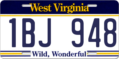 WV license plate 1BJ948