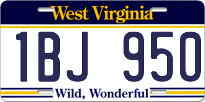 WV license plate 1BJ950