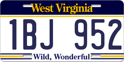 WV license plate 1BJ952