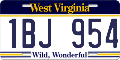 WV license plate 1BJ954