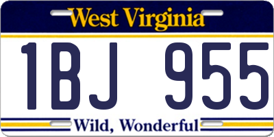 WV license plate 1BJ955