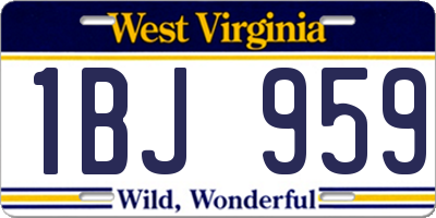 WV license plate 1BJ959