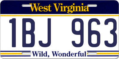 WV license plate 1BJ963
