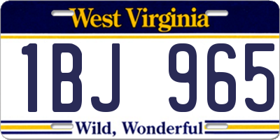 WV license plate 1BJ965