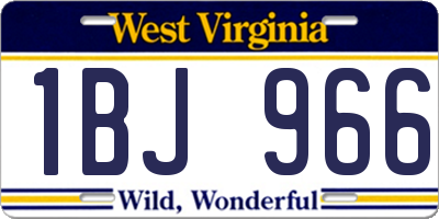 WV license plate 1BJ966