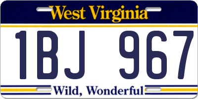 WV license plate 1BJ967