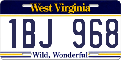 WV license plate 1BJ968