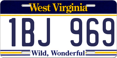 WV license plate 1BJ969