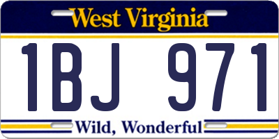 WV license plate 1BJ971