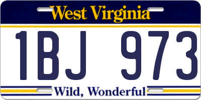 WV license plate 1BJ973