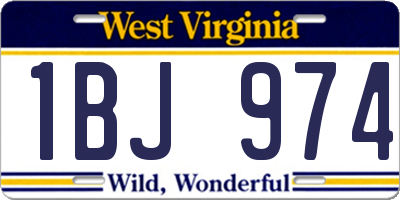 WV license plate 1BJ974
