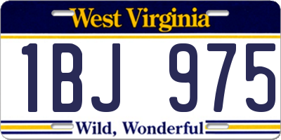 WV license plate 1BJ975