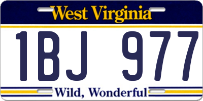 WV license plate 1BJ977
