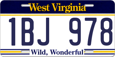 WV license plate 1BJ978