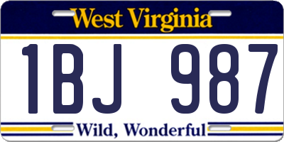 WV license plate 1BJ987