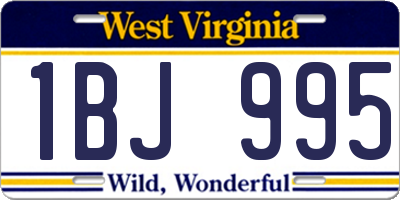 WV license plate 1BJ995