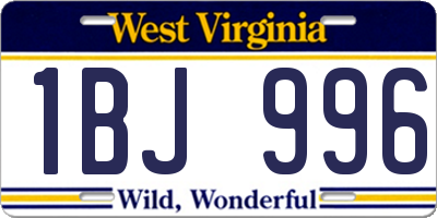 WV license plate 1BJ996