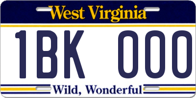 WV license plate 1BK000