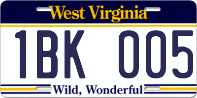 WV license plate 1BK005
