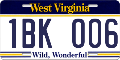 WV license plate 1BK006