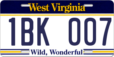 WV license plate 1BK007