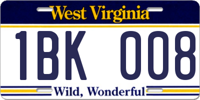 WV license plate 1BK008