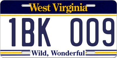 WV license plate 1BK009