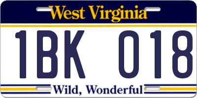 WV license plate 1BK018
