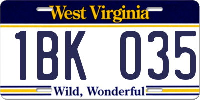 WV license plate 1BK035