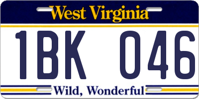 WV license plate 1BK046