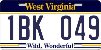 WV license plate 1BK049
