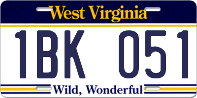 WV license plate 1BK051
