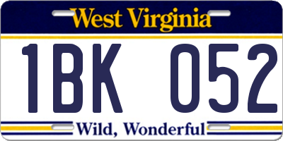 WV license plate 1BK052