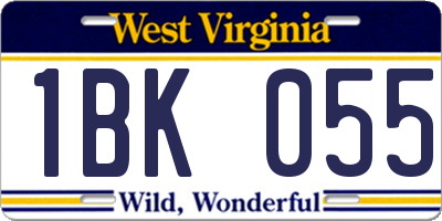 WV license plate 1BK055