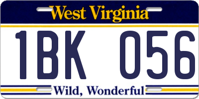 WV license plate 1BK056