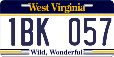 WV license plate 1BK057