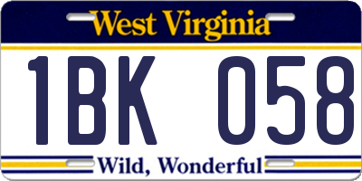 WV license plate 1BK058