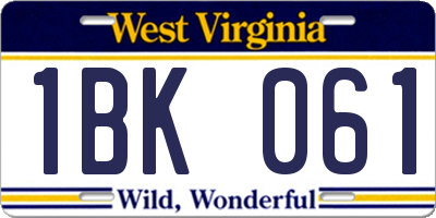 WV license plate 1BK061