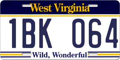 WV license plate 1BK064