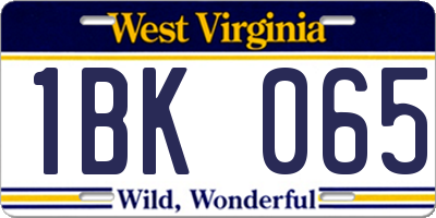 WV license plate 1BK065