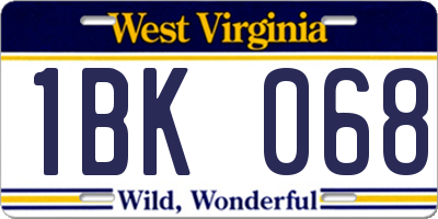 WV license plate 1BK068