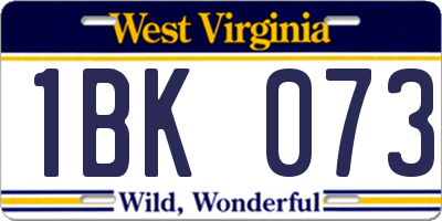 WV license plate 1BK073
