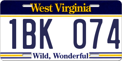 WV license plate 1BK074
