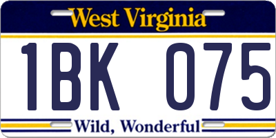 WV license plate 1BK075