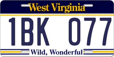 WV license plate 1BK077