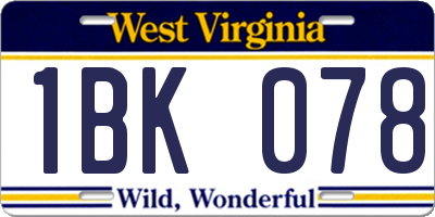 WV license plate 1BK078