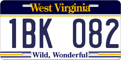 WV license plate 1BK082