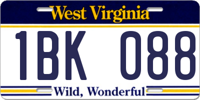 WV license plate 1BK088