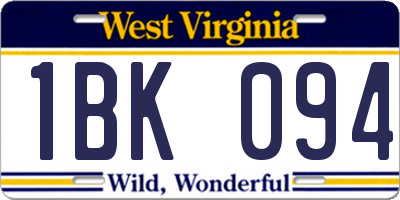 WV license plate 1BK094